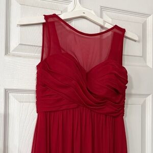 David's Bridal Red Chiffon Prom Dress